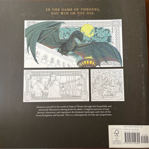 GAME OF THRONES Coloring Book HBO NWT never colored in - Picture 2 of 12